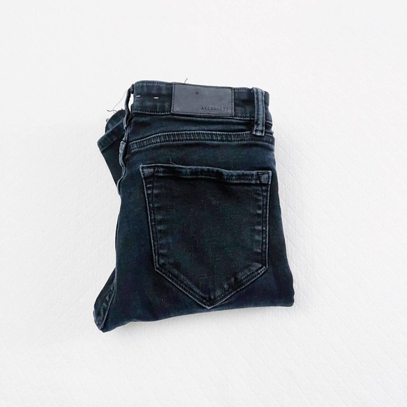 All Saints Distressed Skinny Black Faded Denim SZ26 - Picture 8 of 9